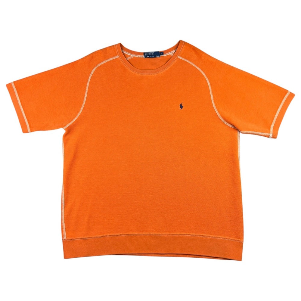 Polo Ralph Lauren 1950s Style Short Sleeve Sweatshirt Mens XL Heavyweight Orange
